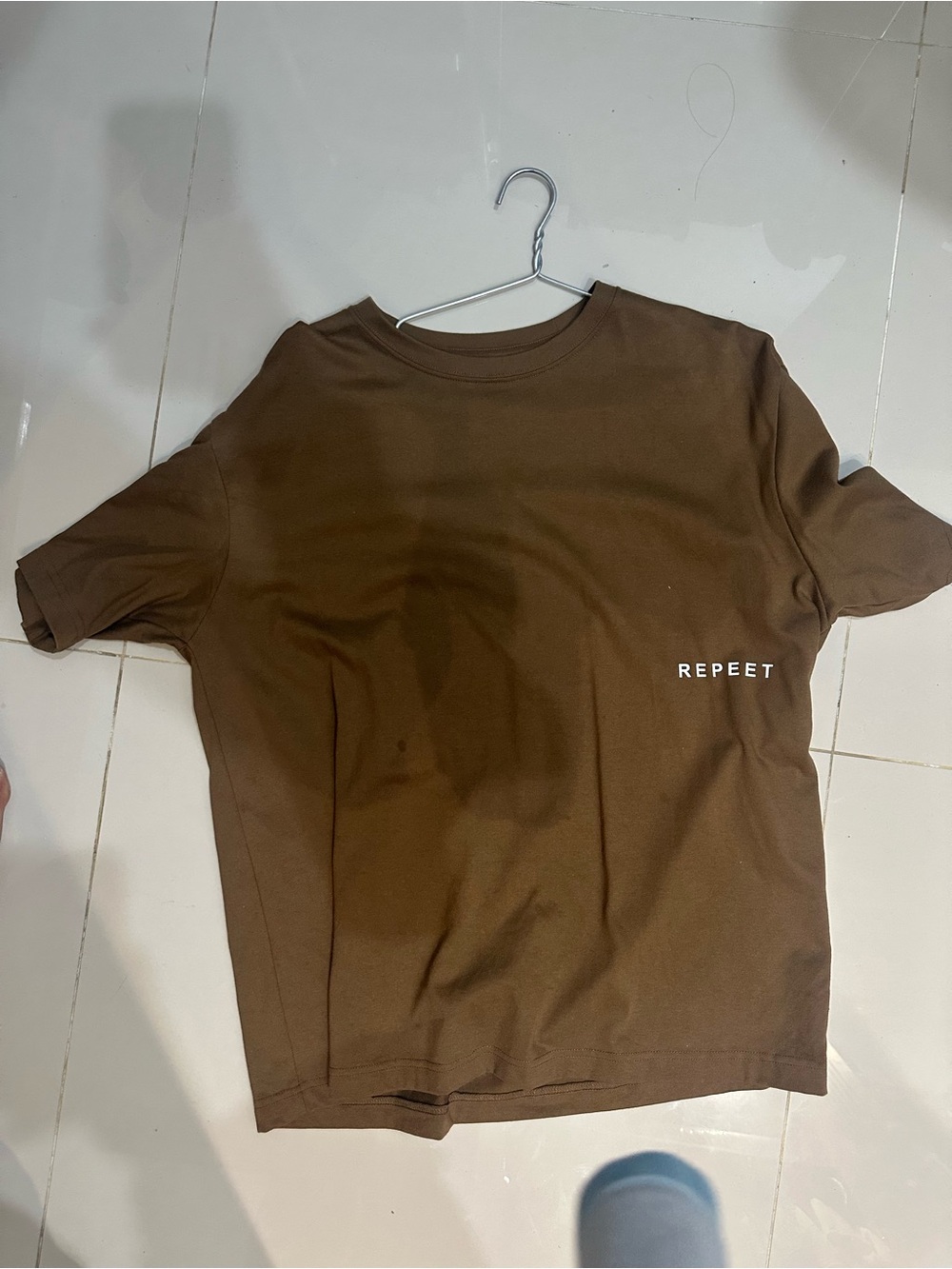 Gildan Brown Short Sleeve Crew Tee with Repeat Print